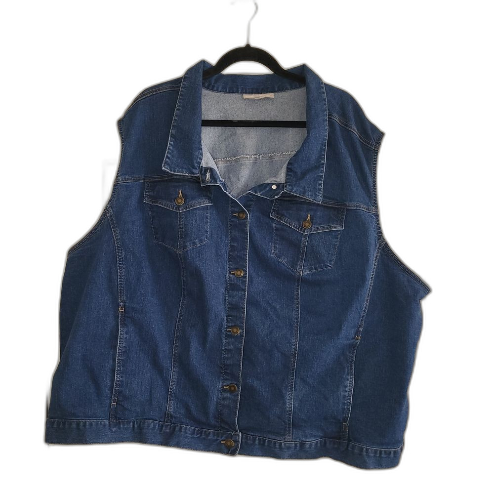 Woman Within Blue Denim Vest